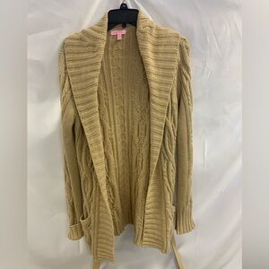 Lilly Pulitzer Tan Ribbed Cardigan Sweater